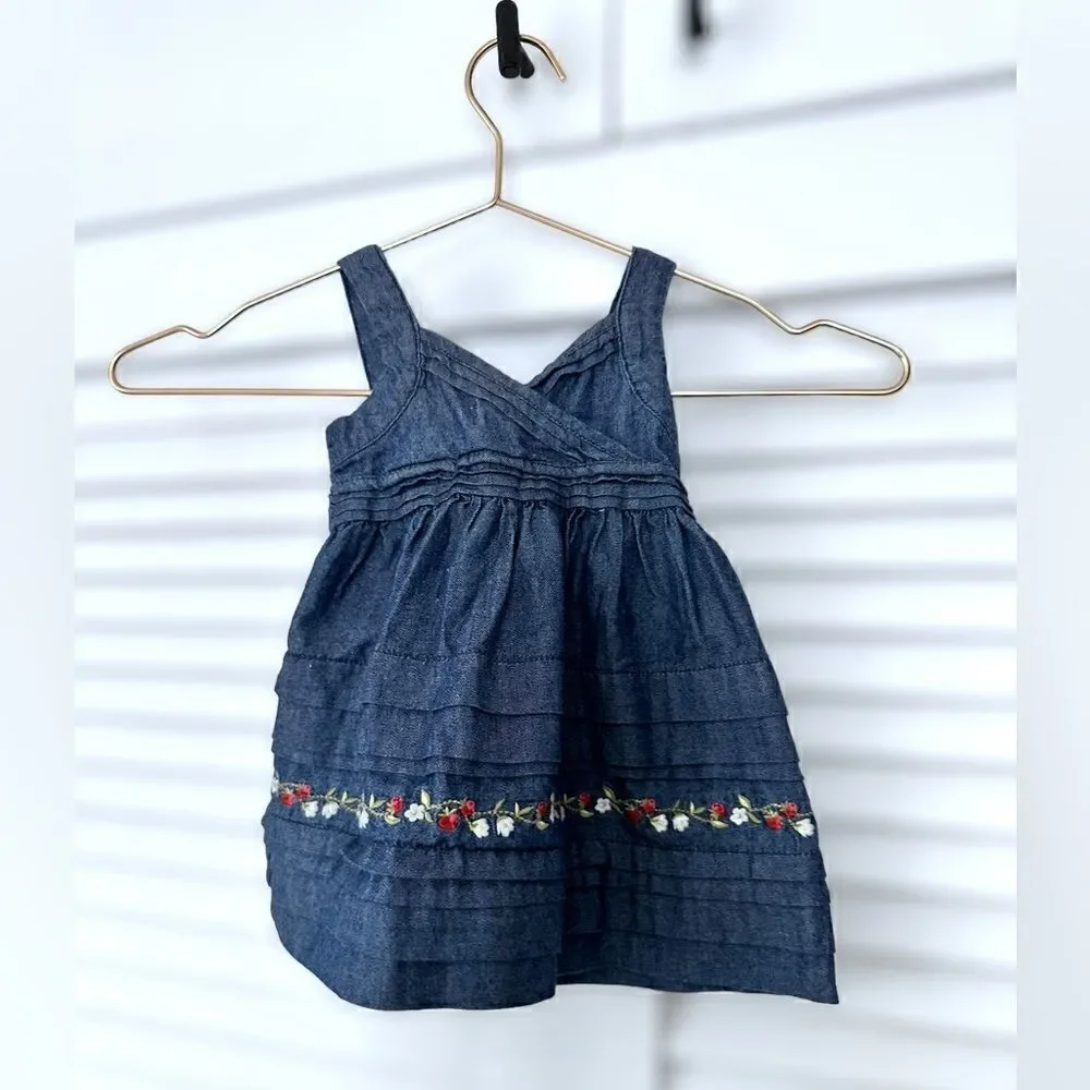 Janie and Jack Dress chambray Denim Sleeveless Size 3-6 Months